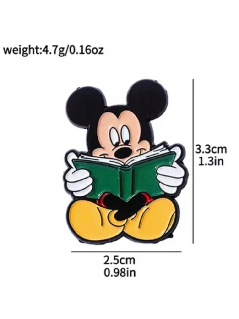 Black and Yellow Cartoon Mickey Mouse Reading  Decor Pin Brooch-NEW